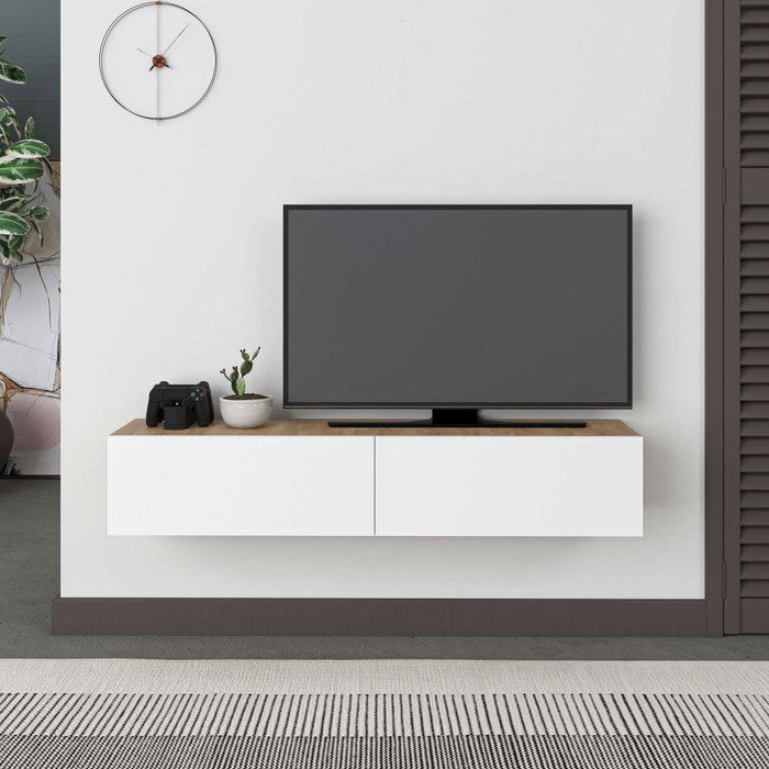 Hanah Home Francy 135 Soporte de TV Roble zafiro y blanco